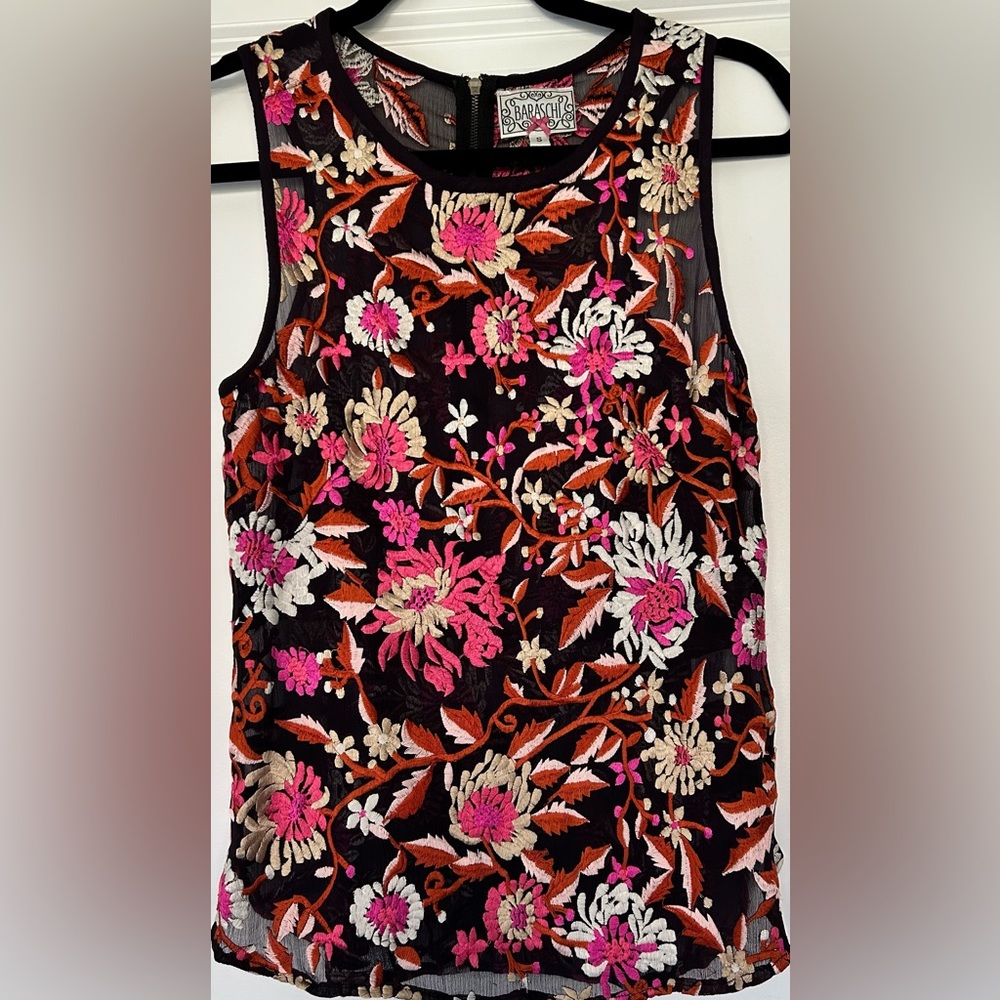 Y2K Anthropologie Yoana Baraschi Embroidered Sheer Top